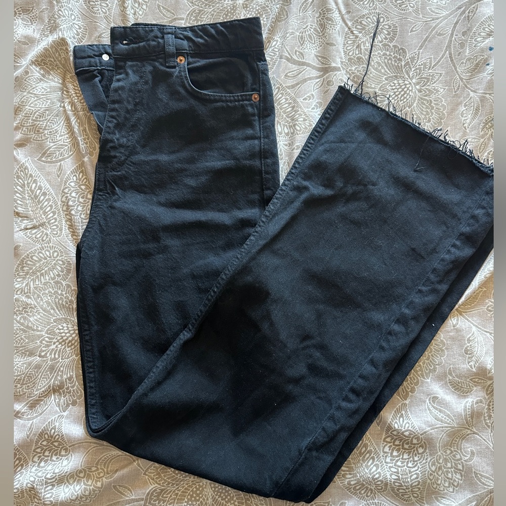 Zara Black High waisted wide leg jeans